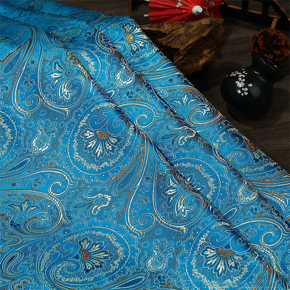tissu brocart floral rose clair rouge vert bleu fleurs classique 100 polyester 75cm DIY