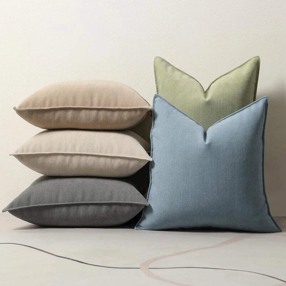 housses coussins chenille 45x45cm beige vert bleu gris texturées moderne opaques fixation invisible