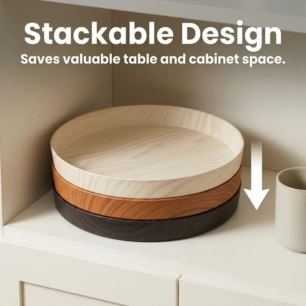 plateau rangement plastique moderne plateau circulaire naturel bol tasse céréales pain minimaliste