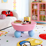 table basse enfant moderne jaune rose bleu lisse pieds sphères ludique