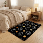 tapis antidérapant empreintes chien moderne bleu marron noir décoration sol
