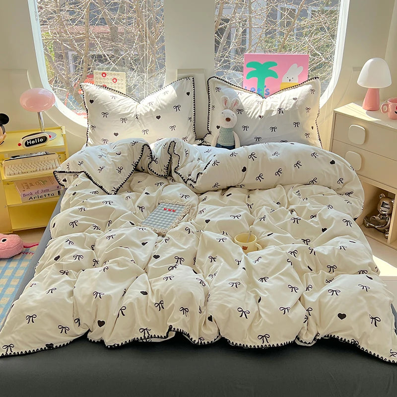 Ensemble literie 3 pièces housse de couette et taies d'oreiller