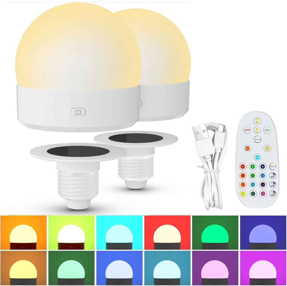 ampoule led rechargeable e27 couleurs blanc moderne télécommande tactile chambre réglable 5v usb