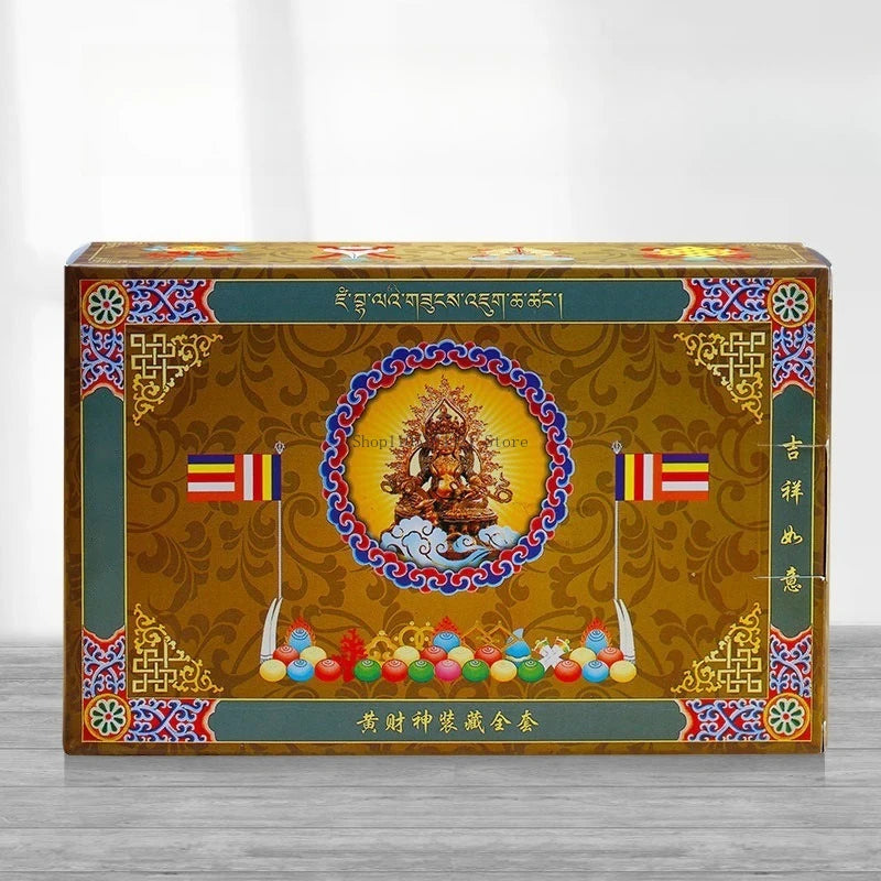 statues bouddha complète kit rituel instructions poudre sacrée rouleaux prières traditionnellements décoratives
