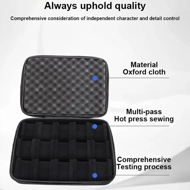 présentoir montres 12 emplacements tissu oxford mousse grise organisation minimaliste noir