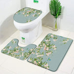 ensemble tapis bain salle bain rouge fleurs roses motif moderne coton doux décoratif