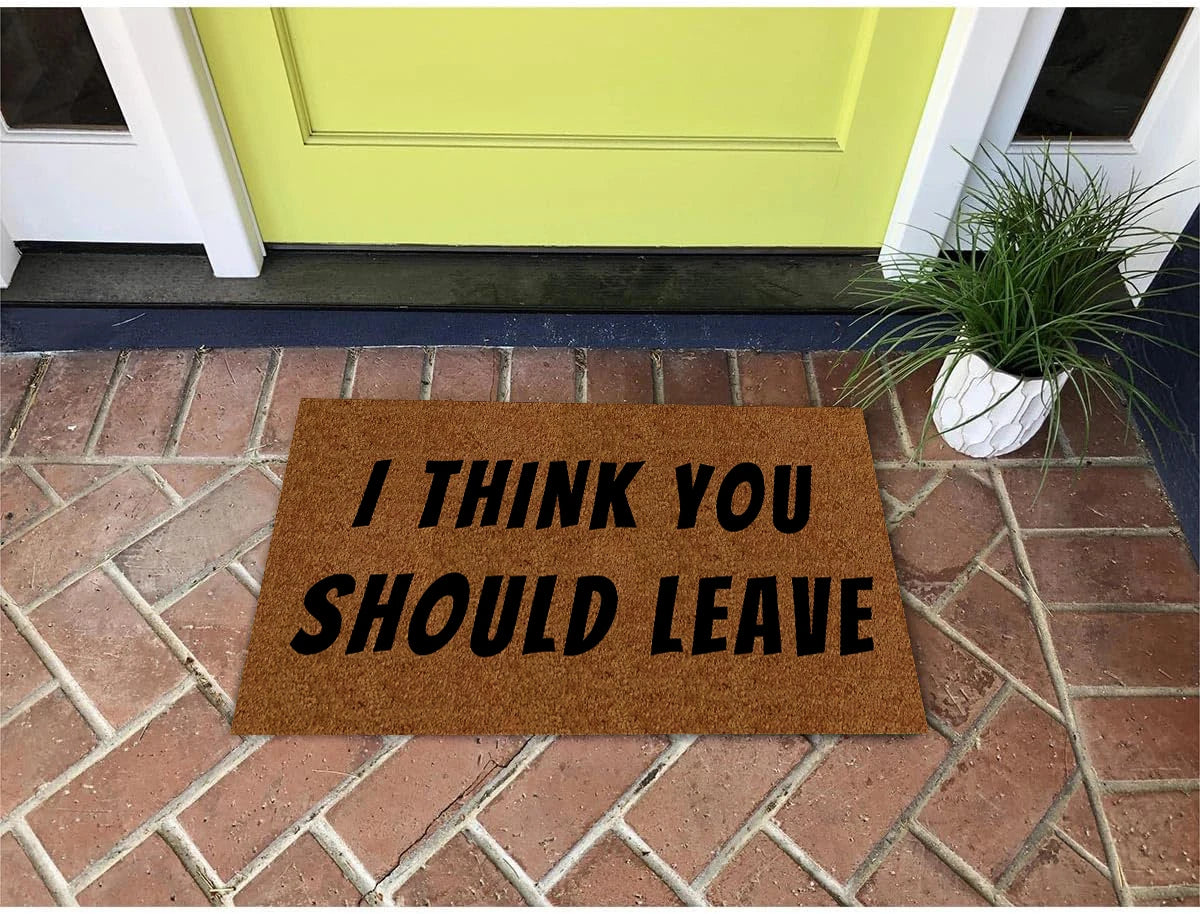 tapis d'entrée marron lettres noires moderne imperméable antidérapant extérieur sol bain porche