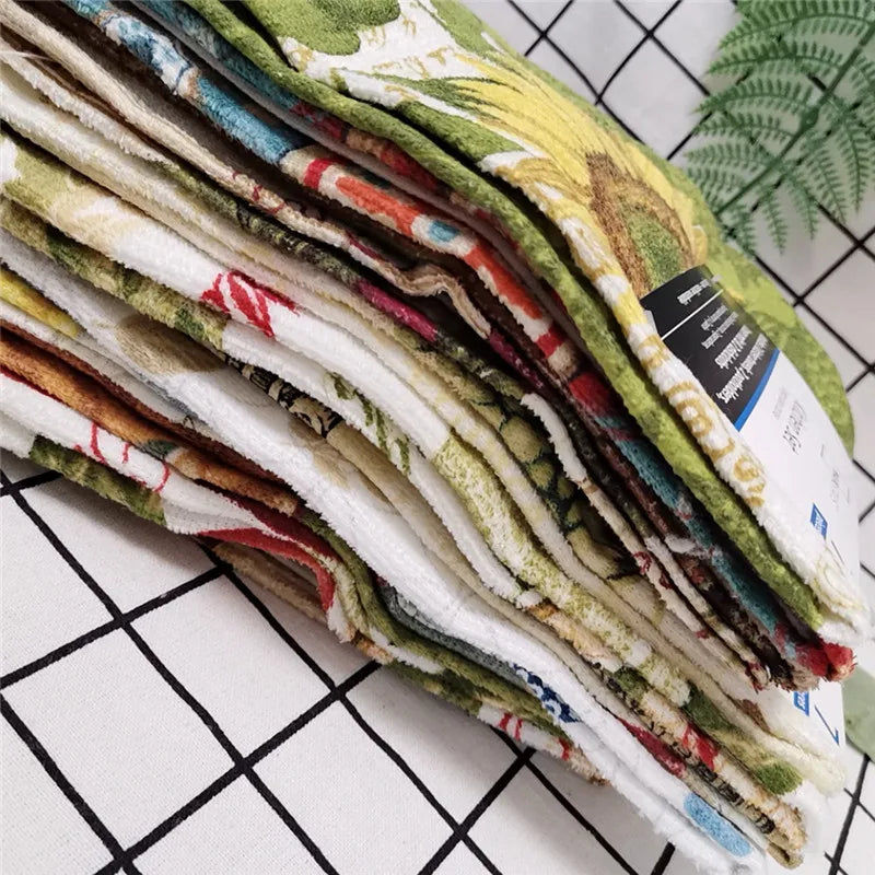serviettes cuisine coton fleuries vintage bleu clair jaune vert blanc absorbantes tournesols marguerites bouteilles