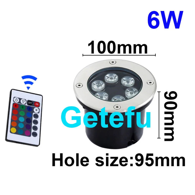éclairage led rgb télécommande spot noir argent moderne extérieur encastrable ip67 waterproof 9w 18w