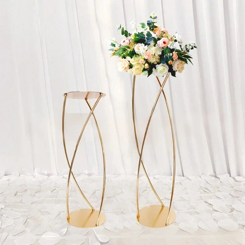 support floral métal or structure géométrique moderne 80cm 60cm decoration table fleurs artificielles