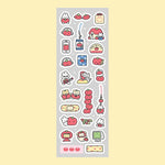 sticker kawaii animal mignon dessin animé rose blanc bleu vert gris noir adhésif personnages