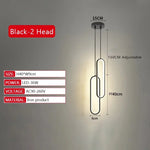 Suspension lumineuse moderne forme pince papier noir or câble suspendu interrupteur tactile