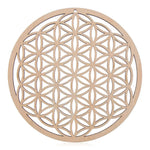 coasters bois clair gravure circulaire fleur vie om lotus minimaliste 14cm 30cm