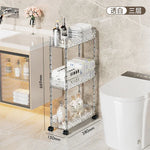chariot rangement salle bain transparent motifs floraux acrylique quatre étages moderne imperméable roulettes.storage
