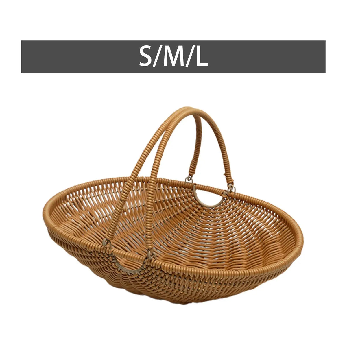 panier tressé marron clair poignées pliables rangement nourriture fruits légumes kitchen storage ménage traditionnel