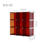 organisateur rangement modulaire transparent bleu clips métalliques compartiments tasses bouteilles bol assiette gâteau tablette