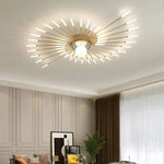 luminaire moderne or noir branches rayonnantes abatjour opaques décoration contemporaine chambre salon