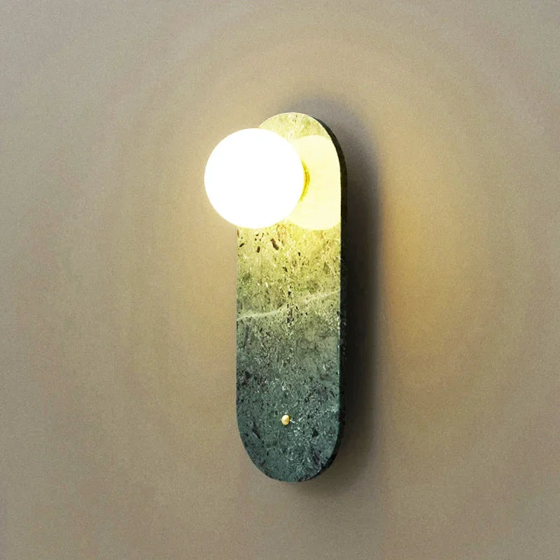 lampe murale marbre moderne vert gris blanc ampoule 14x32cm