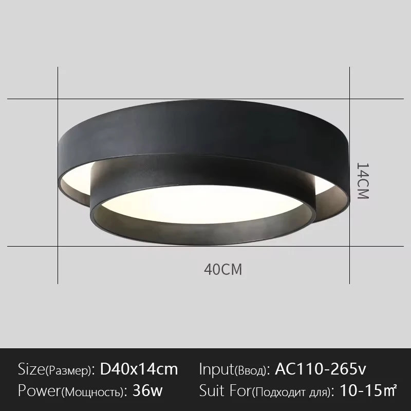 plafonnier led moderne rond noir doré lampe salon chambre intensité réglable dimmable