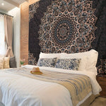 tapisserie mandala boho chic noir blanc rose doré géométrique living bedroom entryway coffee tea