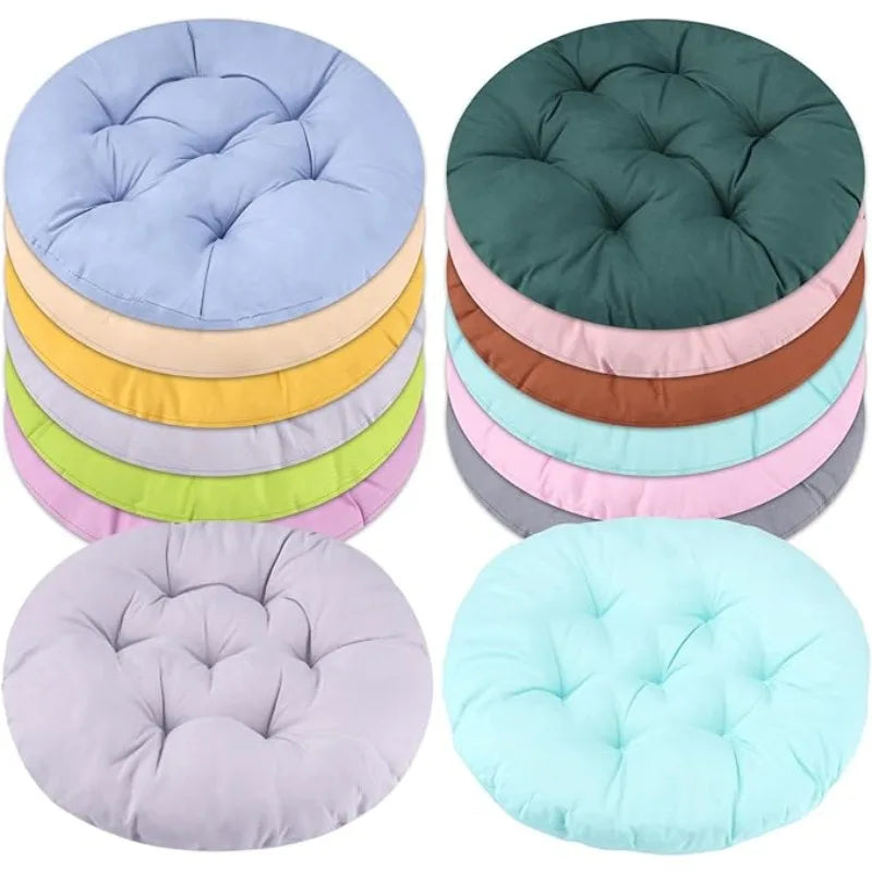 coussin rond épais pièces bleu clair vert foncé gris moderne douillet uni polyester hand