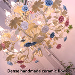 lustre cristal fleurs céramique blanc rose bleu vert classique romantique echangement tactile