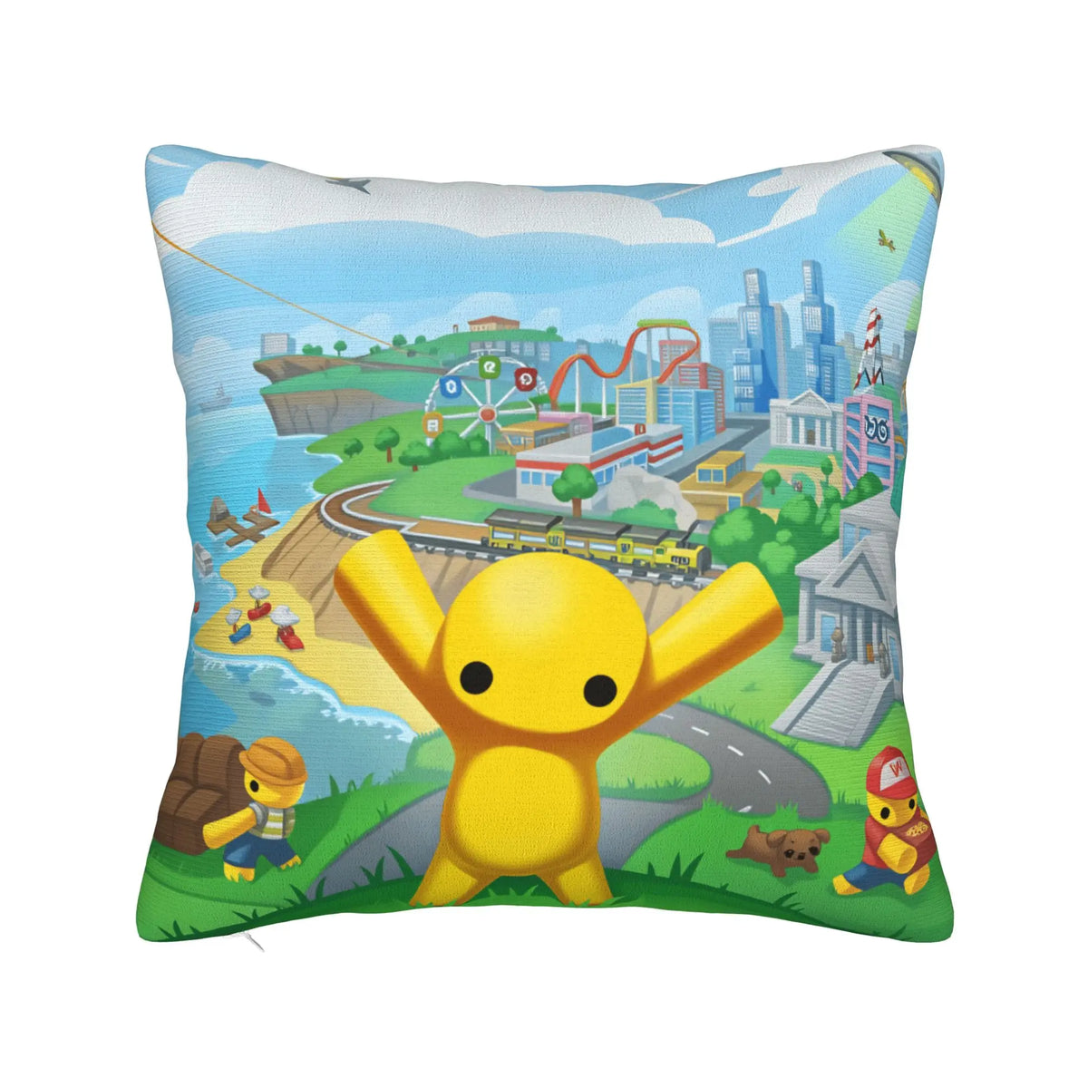 taies d'oreiller kawaii modernes imprimées dessins animés jaune vert bleu blanc non toxiques polyester
