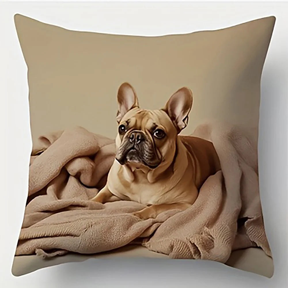 taies d'oreiller imprimées chien beige moderne taies d'oreiller décoratives polyester peachskin 45x45cm maison hospitalière