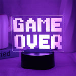lampe led pixel art game over tactile couleur noire blanche bleue verte rouge jaune