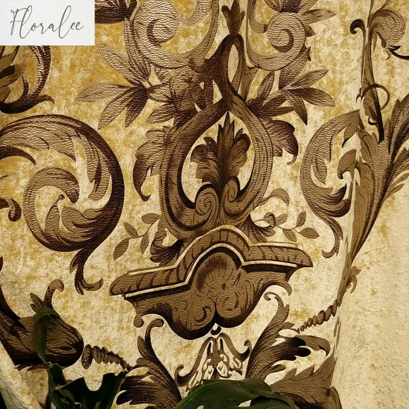 rideaux baroques floraux opaques valance ornements tringle rideau decoration luxe polyester transparence blanc or