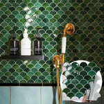 carreaux muraux adhésifs 3d résistants l'eau vert foncé gris rose poisson moderne décoratifrollable