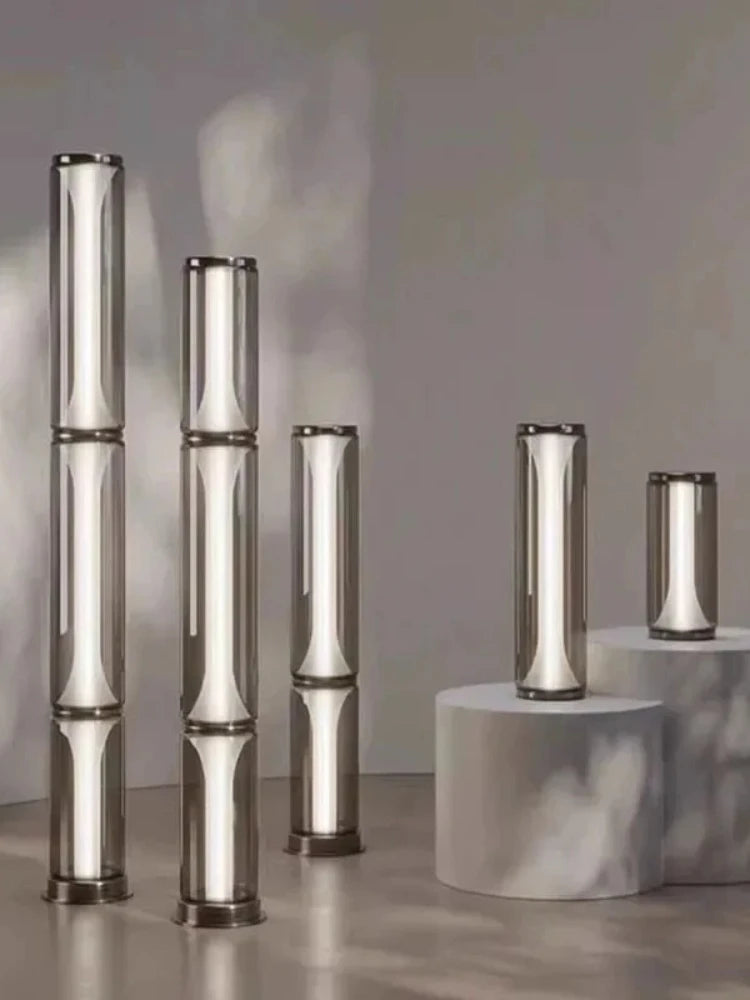lampe led bambou verre minimaliste moderne argenté noir chambre salon