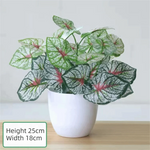 décoration extérieure plante artificielle verte feuilles simples moderne pot blanc accrochable branchu exposition anniversaire