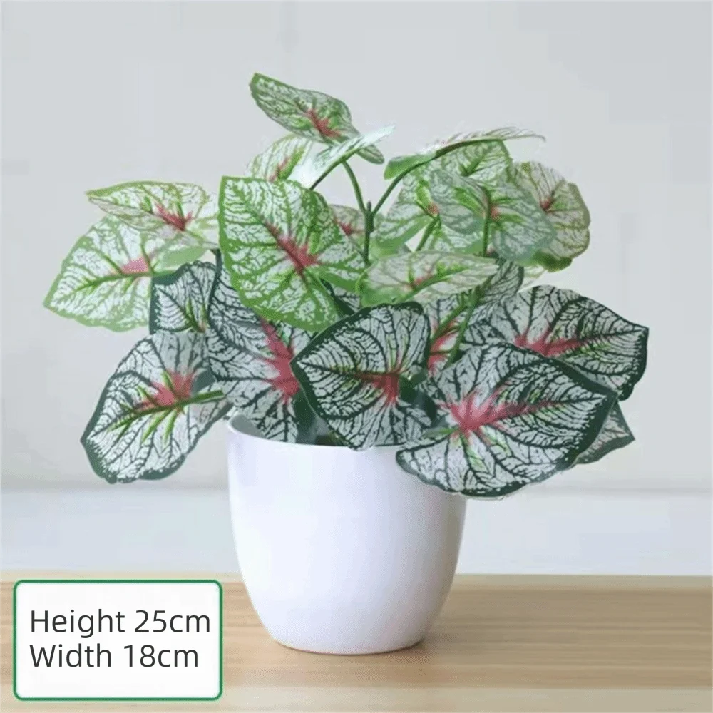 décoration extérieure plante artificielle verte feuilles simples moderne pot blanc accrochable branchu exposition anniversaire