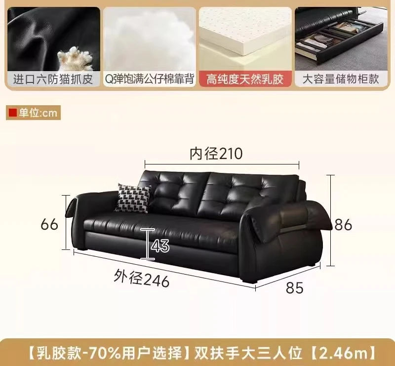 canapé lit noir simili cuir moderne coussin décoratif table basse tapis couverture