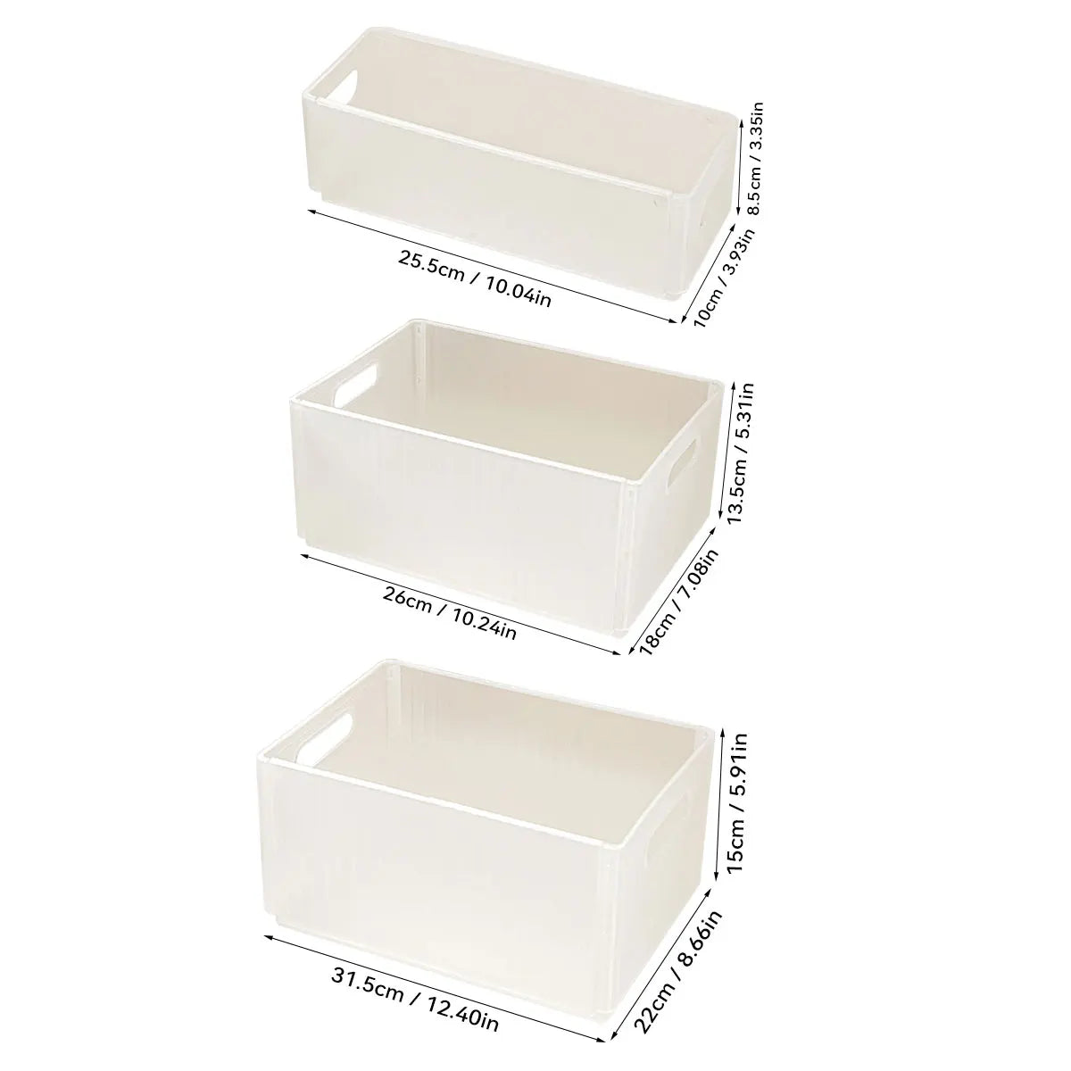 boîtes rangement pliables plastique moderne beige poignées boucles ridées stockage multifonctionnel