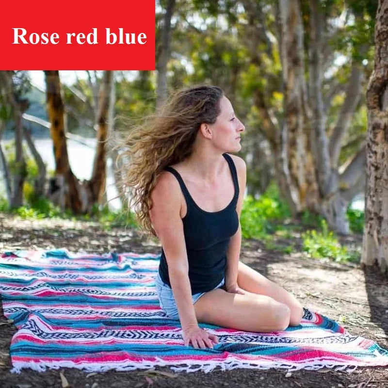 couverture couverture sol boho chic rayures géométriques coton recyclé grande taille