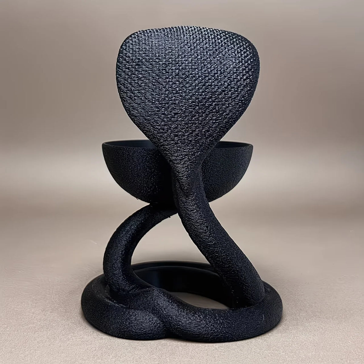 statue cobra noir sculpture decorative impression 3d deco intérieure bol enroulé artistique symbolique