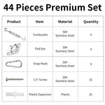 fixation tissus vis turnbuckle pad eye snap hook expansion plastique kit industriel robusteextérieur camping