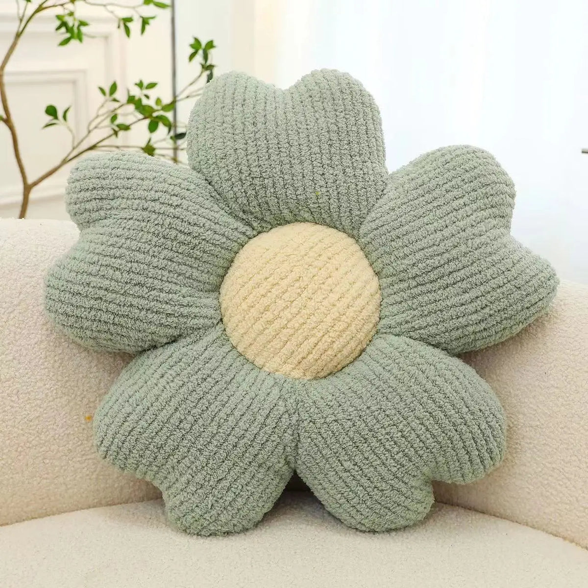 coussin décoratif fleurs relief polyester moderne orange vert rose beige marronclair