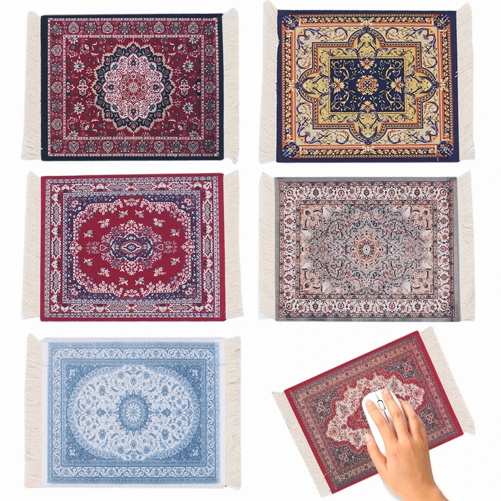 tapis classique ornements floraux rouge bleu beige noir adhésif 27cm 18cm