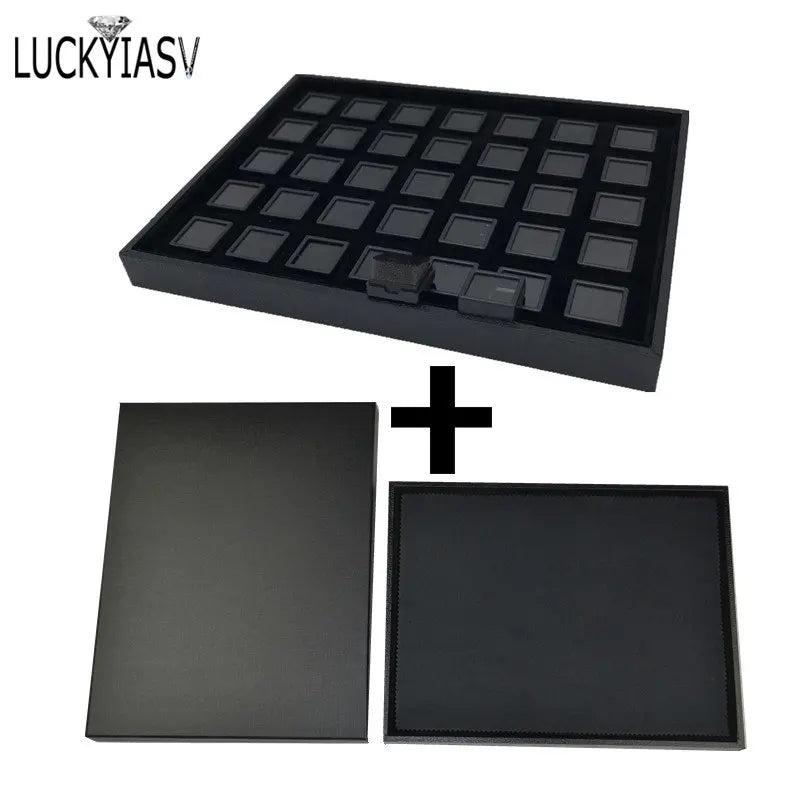 boîtes bijoux velours noir blanc moderne rangement diamants pierres précieuses boîtes individuelles différentes tailles