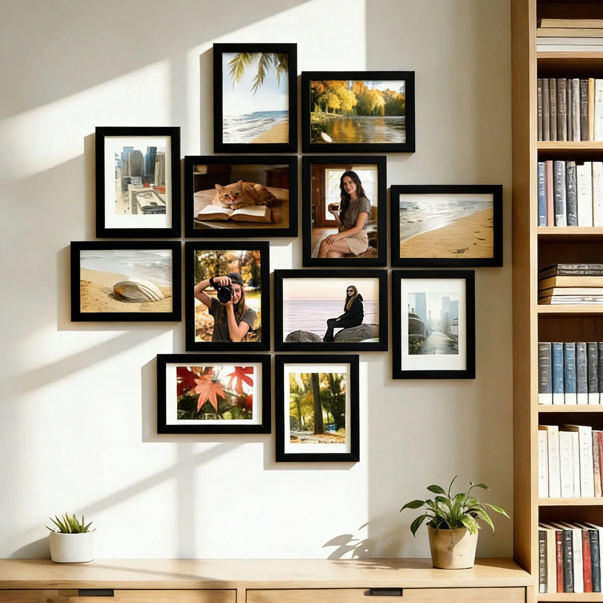Cadres photo bois modernes noirs naturels set 12 plan