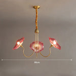 lustre moderne or rouge blanc feuilles florales translucides chambre salon