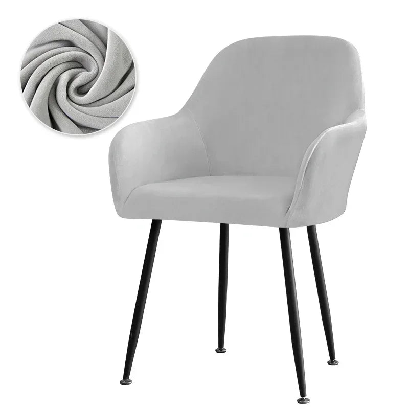 housse chaise velours moderne rose bleu gris marron pieds métalliques opaques polyester imprimé elastic