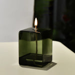 lampe huile vert foncé moderne verre borosilicate minimaliste sans bougie décoration intérieure maison