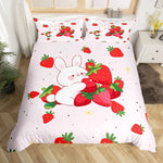 Literie enfant motif fraise rose