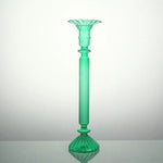 bougeoir verre moderne orange vert jaune rayures bordure ondulée transparent élégant décoration maison chandelle