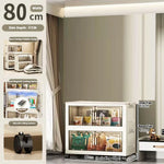 armoire rangement modulable pliable beige roulettes portes translucides jouets maison