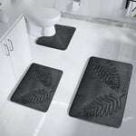 tapis bain doux feuilles fougère relief moderne vert gris polyester